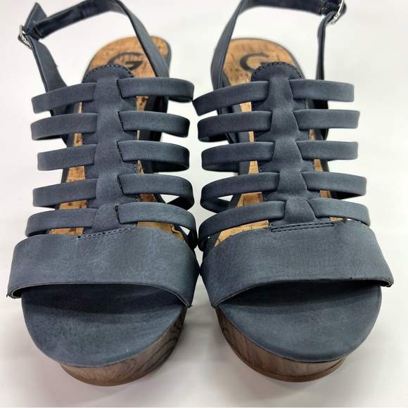 G by Guess Seany Platform Strappy Sandals Washed Denim 10 - Picture 5 of 16